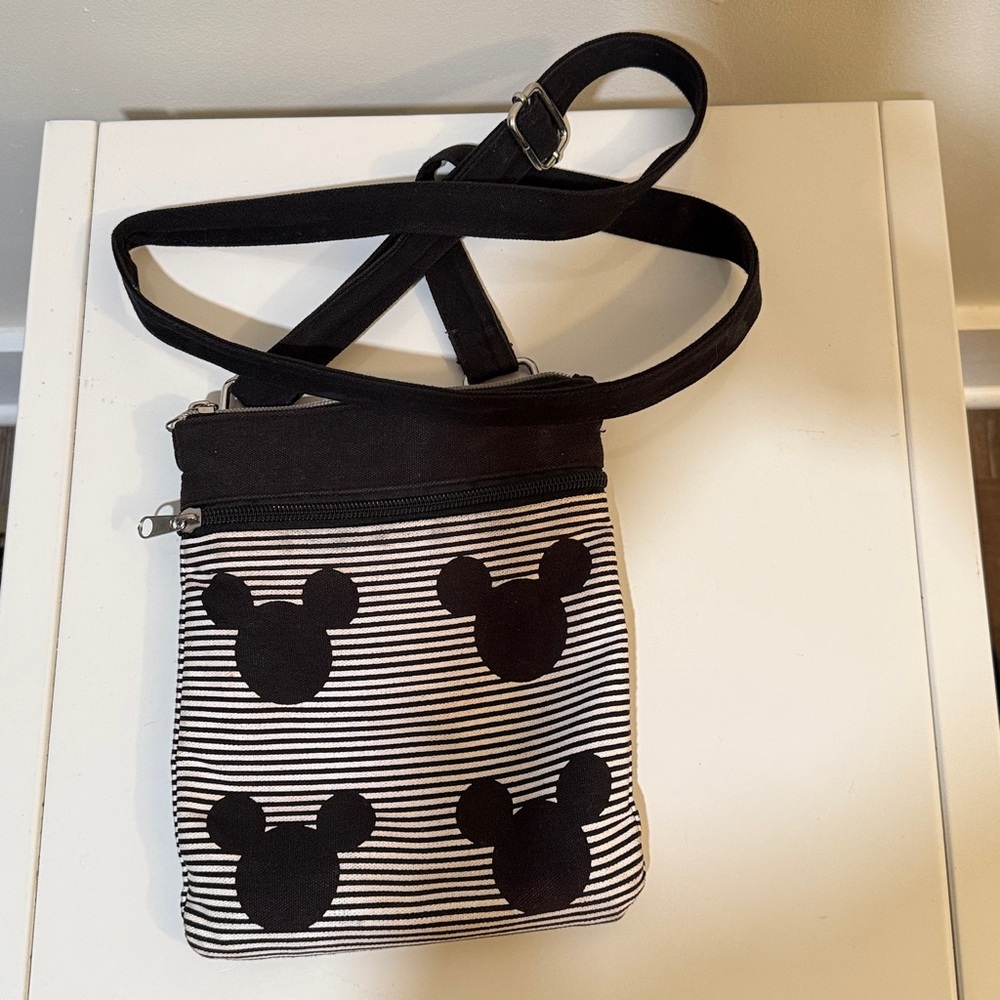 All ages Mickey Crossbody Bag Black and White with stripes